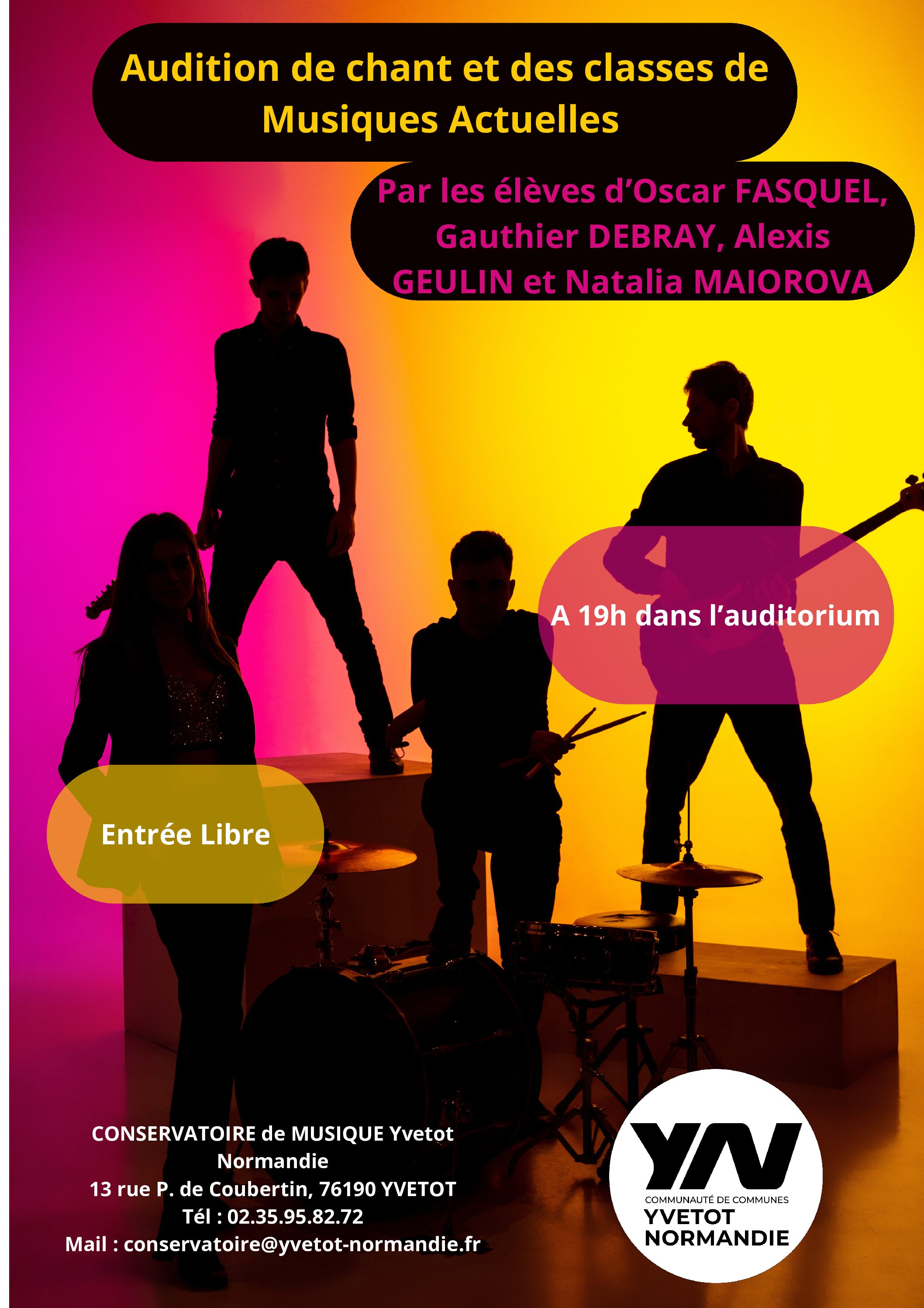 Audition de la classe de Chant et des Musiques Actuelles !