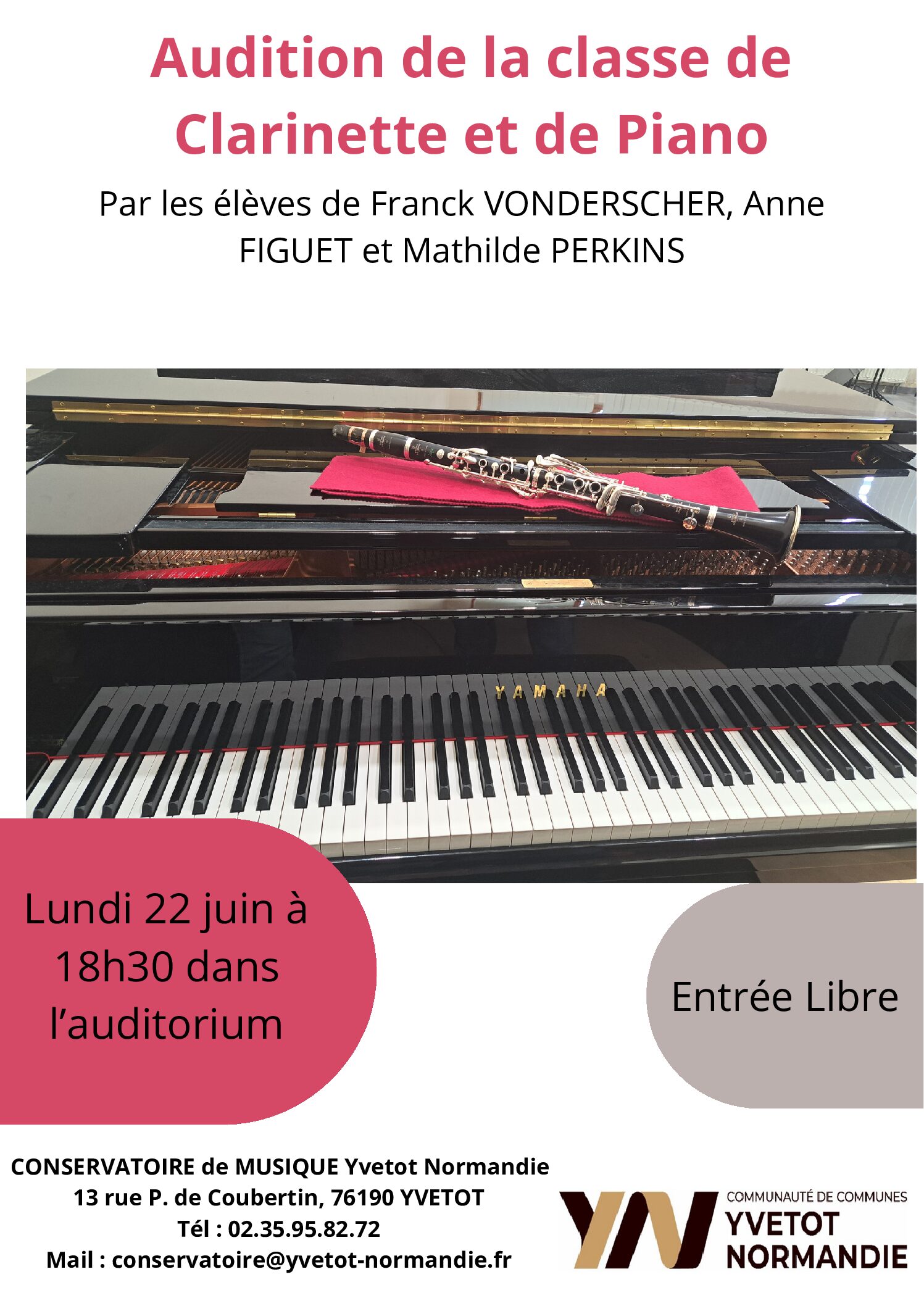 Audition de la Classe de Clarinette et de Piano